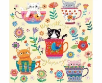 Greeting card kw cats in flowers, 1 pc.
